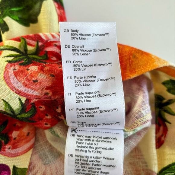 Scotch & Soda Girls Fruit Printed Linen Blend Button Up Shirt Kids Size 16 NWT - Picture 5 of 8